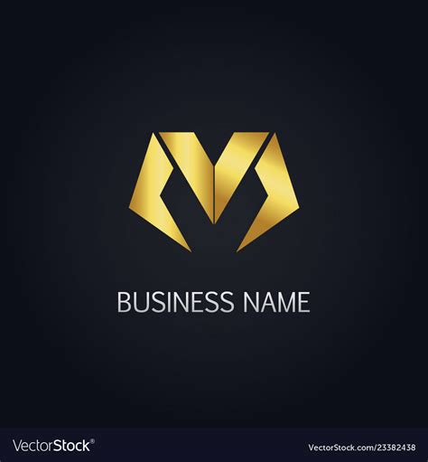 Gold Letter M Business Logo Royalty Free Vector Image