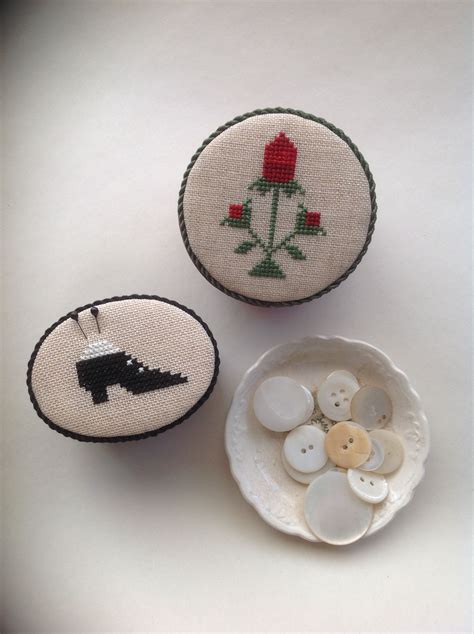 Two Tiny Thimble Boxes Design By Primitive Bettys Cross Stitch