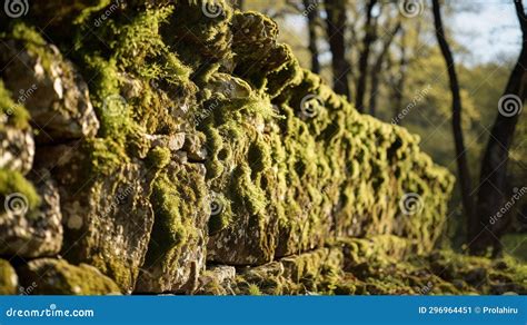 Lichen Covered Ancient Stone Wall Stock Illustration - Illustration of