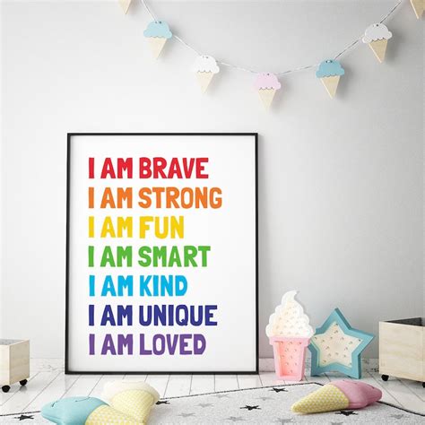 Kids Affirmation Poster Instant Download Kids Printable Art I Am