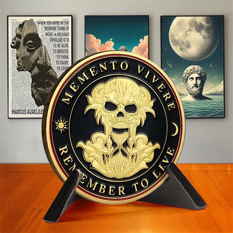 Memento Mori Memento Vivere Coin Skull Head Challenge Coin Reminder Token 21st Birthday Ts