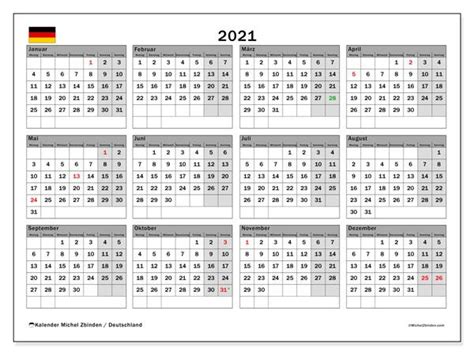 Jahreskalender 2021 Deutschland Michel Zbinden De Calendário