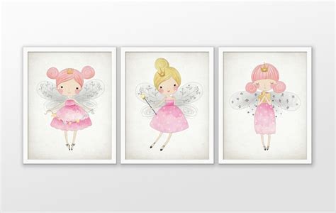 Fairy Wall Art Set Of 3 Nursery Fairy Print Fairy Bedroom Etsy
