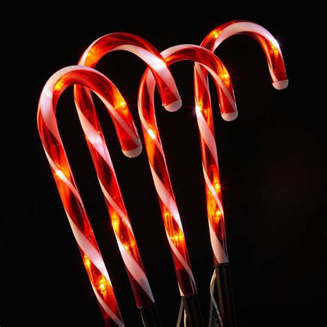 48 Pack Christmas Candy Cane Pathway Lights Led Outdoor Garden Decorations Ebay
