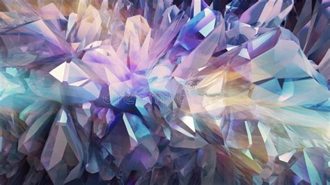 3d Render Abstract Crystal Background Iridescent Texture Macro