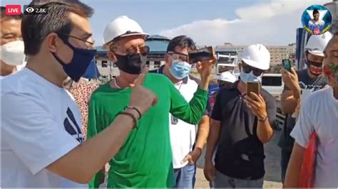 (left), lead the destruction of confiscated illegal video karera (online gambling. Video of Mayor Isko Moreno Binastos at Sinigawan Ng ...