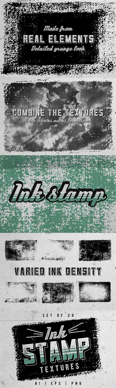 Ink Stamp Textures Set Of 20 Ink Stamps Texture Background Patterns