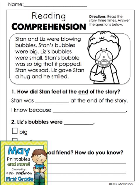 Give your child a boost using our free, printable 1st grade reading worksheets. May Printables - First Grade Literacy and Math | Reading ...