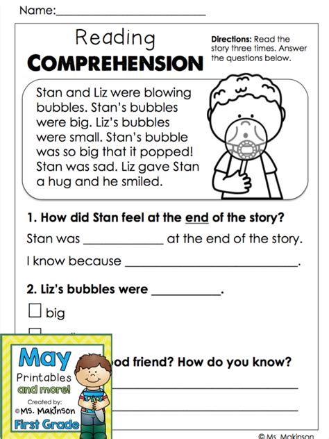 may printables first grade literacy and math 1st grade reading