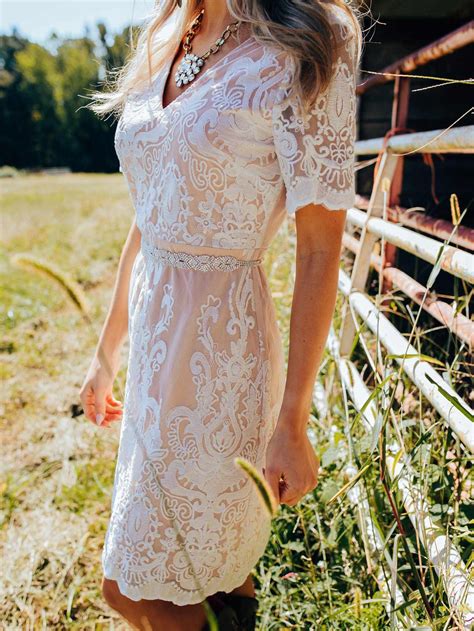 Bridal White Lace Dress With Tan Lining Southern Fried Chics