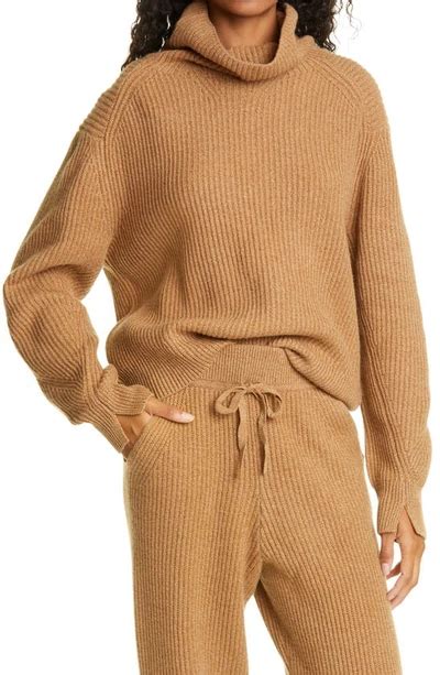 Rag And Bone Pierce Ribbed Cashmere Turtleneck Sweater In Camel Heather