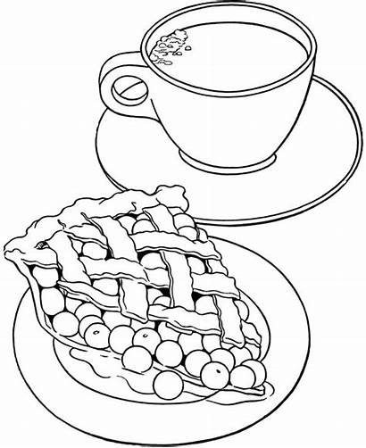 Coloring Tea Cup Pages Pie Cherry Coffee