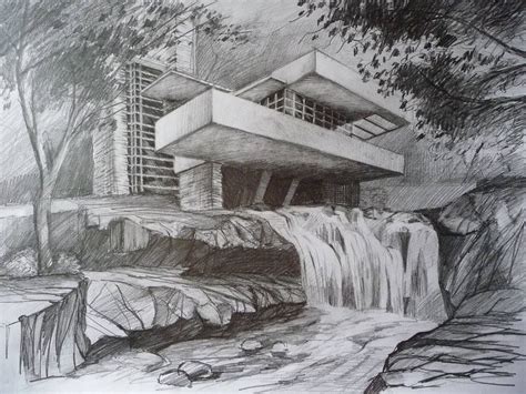 Casa De La Cascada De Frank Lloyd Wright Architecture Concept Drawings