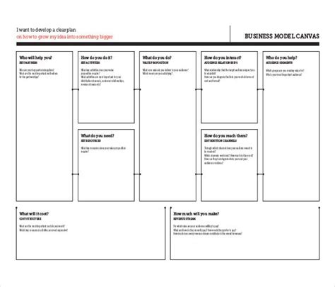 Business Model Canvas Word Doc Business