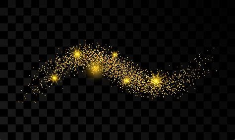 Light Wave With Gold Glitter Effect On A Dark Transparent Background