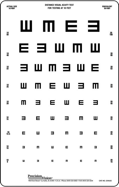 Traditional Tumbling E Visual Acuity Chart Precision Vision