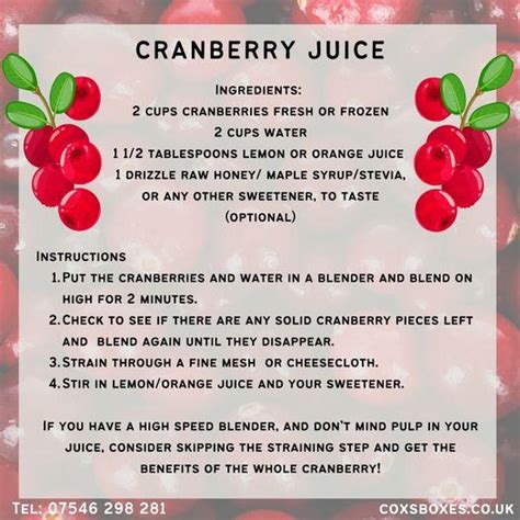 Cranberry Juice Recipe Coxs Boxes