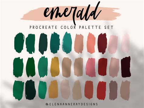 emerald color palette boho procreate color palette 30 etsy australia earth tone color palette