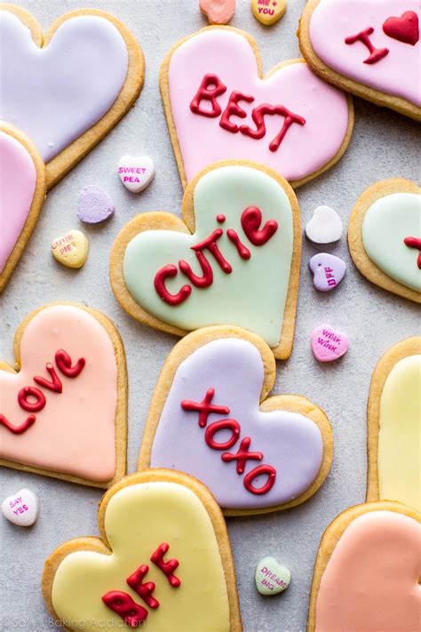 Decorated Valentines Day Heart Sugar Cookies That Resemble Conversation Heart Candies So