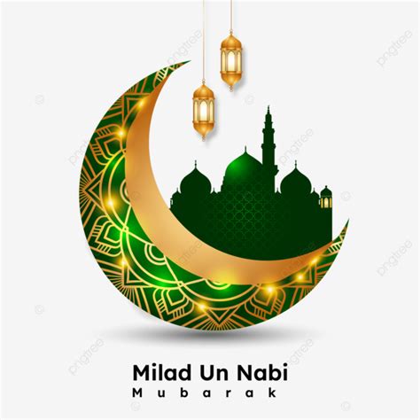 Eid Milad Un Nabi Shareef Mubarak Or Mawlid Al With 3d Crescent Moon
