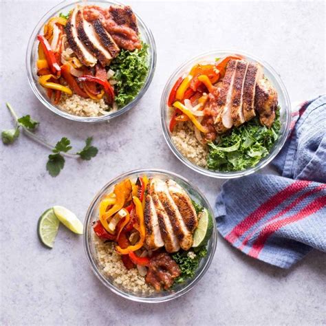 Tex Mex Chicken Quinoa Bowls Recipe Fajitas Lunch Meal Prep