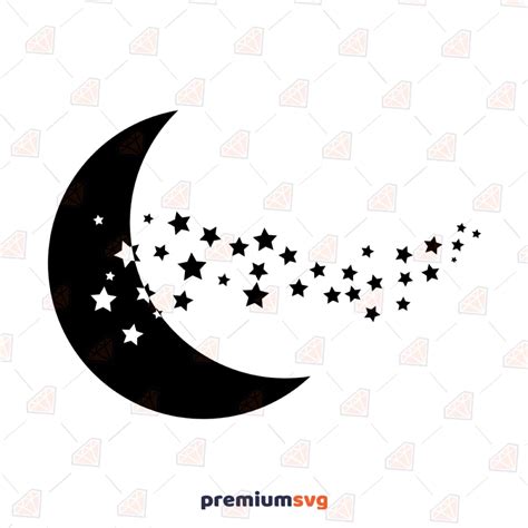 Moon With Stars Svg Cut File Star Wave With Moon Vector Files Premiumsvg