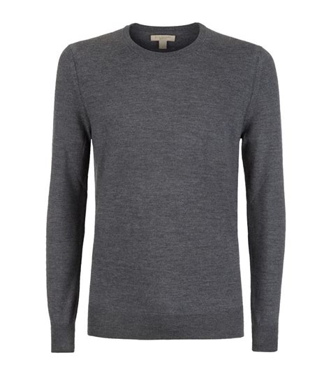 Burberry Check Elbow Patch Sweater In Gray For Men Lyst