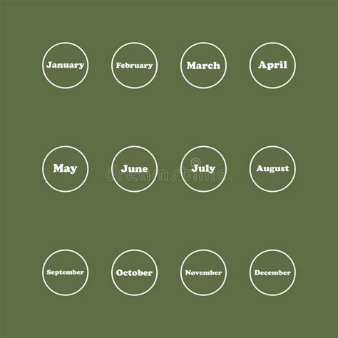 Vector Icon Set Of Months On White Isolated Background Layers Grouped