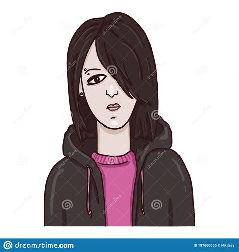 Vector Cartoon Character Emo Girl Stock Vector Illustration Of