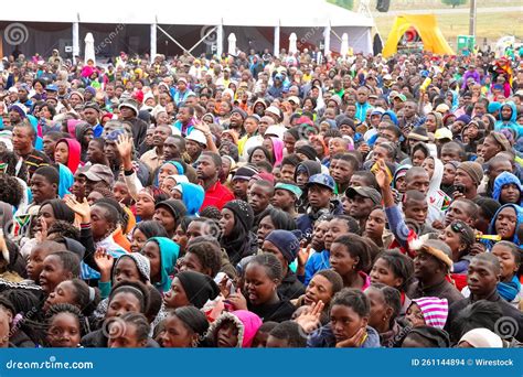 Huge Crowd Of African People At The Outdoor Event Johannesburg South