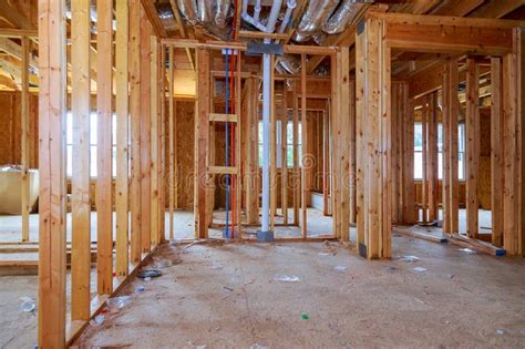 Interior Framing Of A New House Under Construction Stock Photo Image