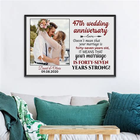 Personalized Photo 47th Wedding Anniversary Ts Poster For Couple