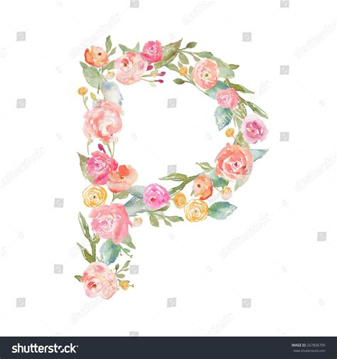 Floral Monogram Letter P Con Imágenes Letras De Flores Letras De
