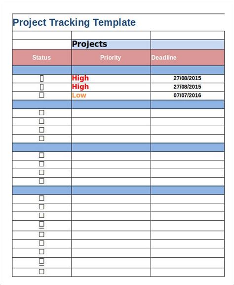 Excel Template For Project Tracking