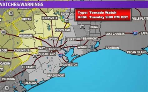 Of course, you may not realize you are in a flash flooding situation until it is too late to do this. Tornado Watch in effect until 2 a.m. for Houston area ...