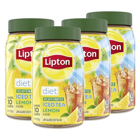 10 Quart Pack Of 4 Diet Decaffeinated Lemon Lipton Iced Tea Mix