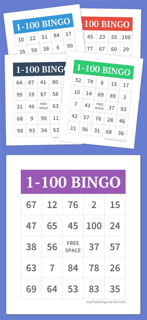 Free Printable Bingo Cards 1 100 Free Printable