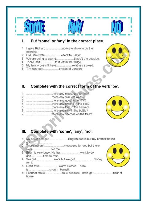 Some Any No Exercises Esl Worksheet By Ania Z