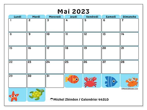 Calendrier Mai 2023 à Imprimer “442ld” Michel Zbinden Be