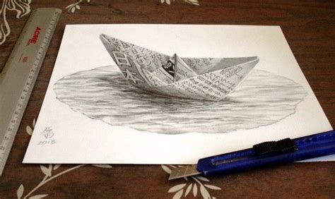 Drawing with graphite pencils for kids. Boat 3D Drawing on Paper | Drawings, Graphite drawings, 3d ...