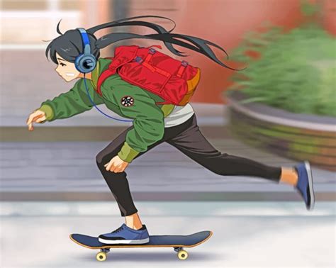 Skater Girl Anime Paint By Numbers Canvas Paint By Numbers