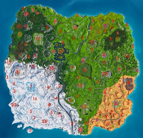 Fortnite Here S A Useful World Map Showing Number Of Chests In Each Area Or Location