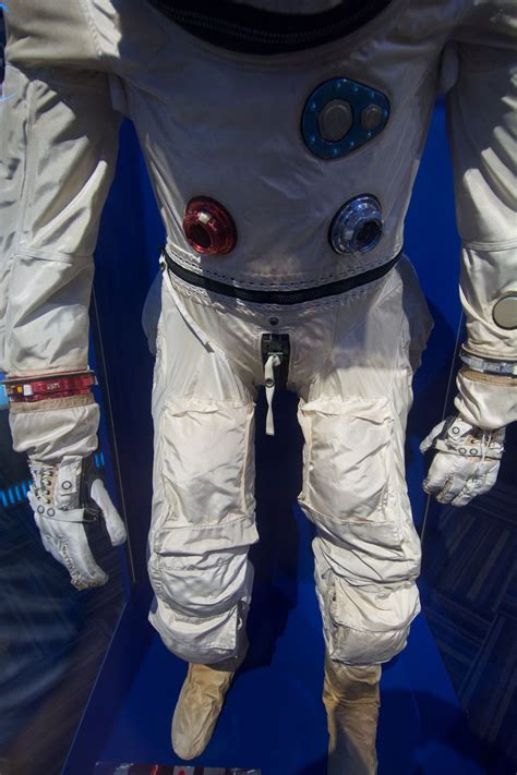 An Astronauts Space Suit On Display In A Glass Case