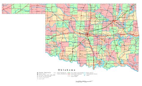 Large Roads And Highways Map Of Oklahoma State With N