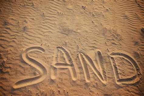 The Word Beach Is Written In The Sand Stock Image Image Of Life Sand