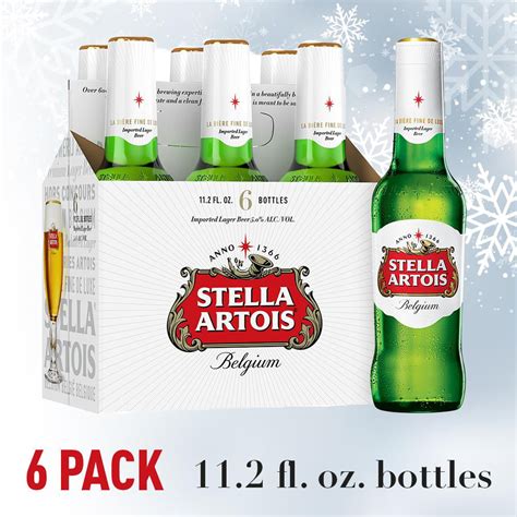 Stella Artois Lager 6 Pack Beer 112 Fl Oz Bottles 5 Abv Walmart