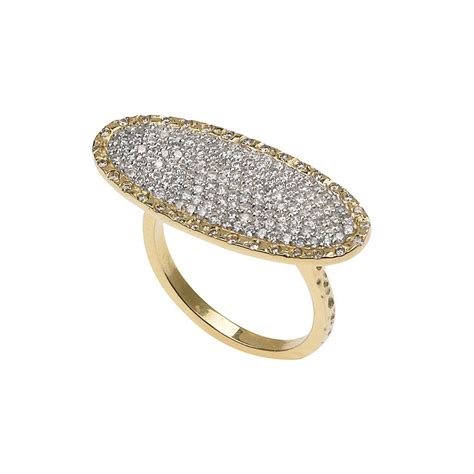 18K Oval Pave Diamond Ring ROCKS Jewelry Gifts Home