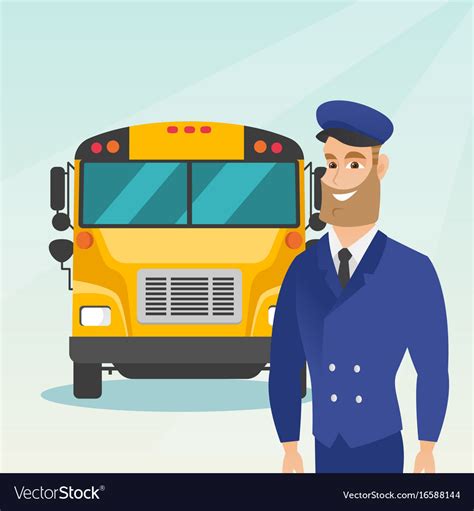 Young Caucasian School Bus Driver Royalty Free Vector Image