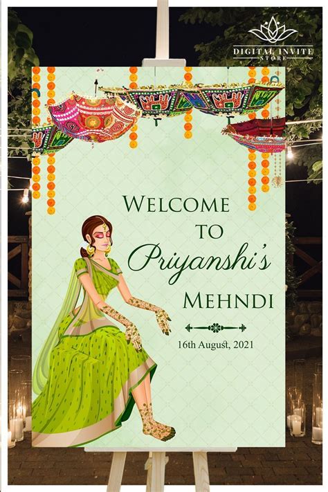 This Beautiful And Royal Indian Mehndi Welcome Sign Template Is Perfect