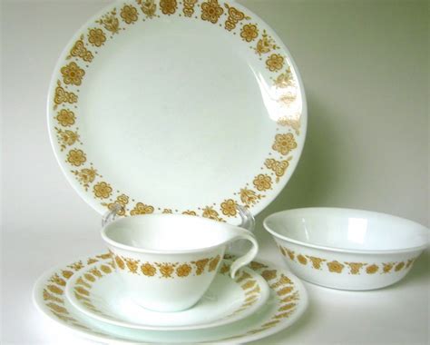 16 Pc Vintage Corelle Butterfly Gold Dinnerware Etsy